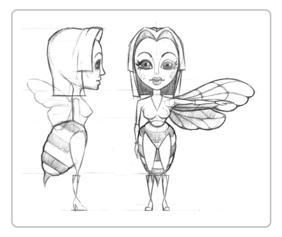 референс-эскизы пчелы для создания модели
