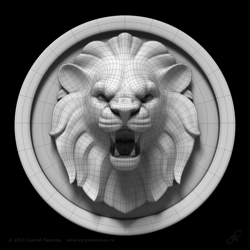 3D-скульптура (барельеф) головы льва